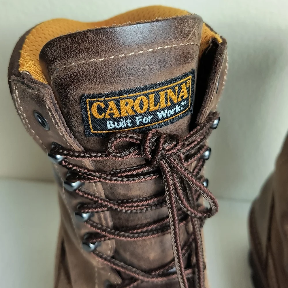 Carolina Birch 8.5 Brown High-Top Leather Combat Boots Durable Soles - Vibram